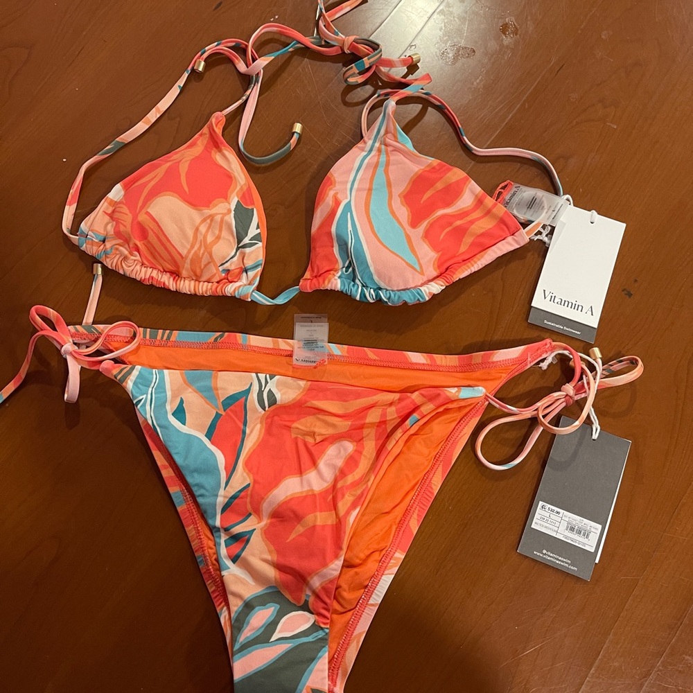 Vitamin A Vibrant Orange and Blue Bikini